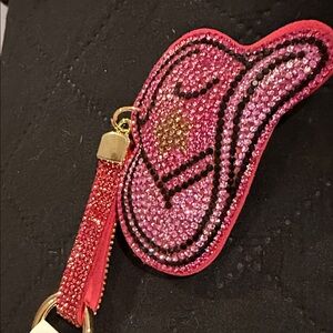 Fashion Cowboy Hat Hot Pink Rhinestone Gold Key Holder